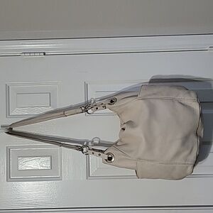 Victoria Leather Beige Crossbody Bag